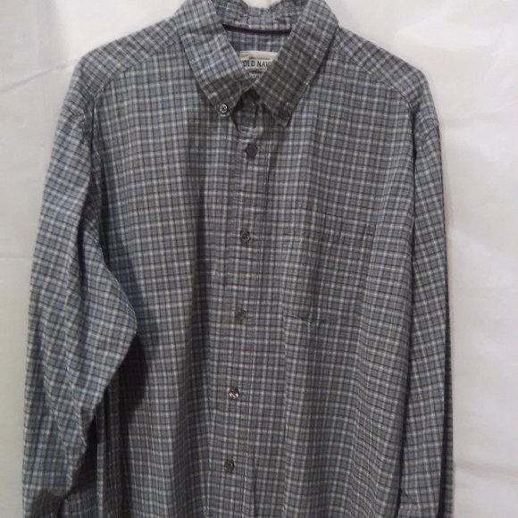 Old Navy Button Down Long Sleeve Shirt Color Blue/Gray Plaid Size Large - Picture 1 of 6